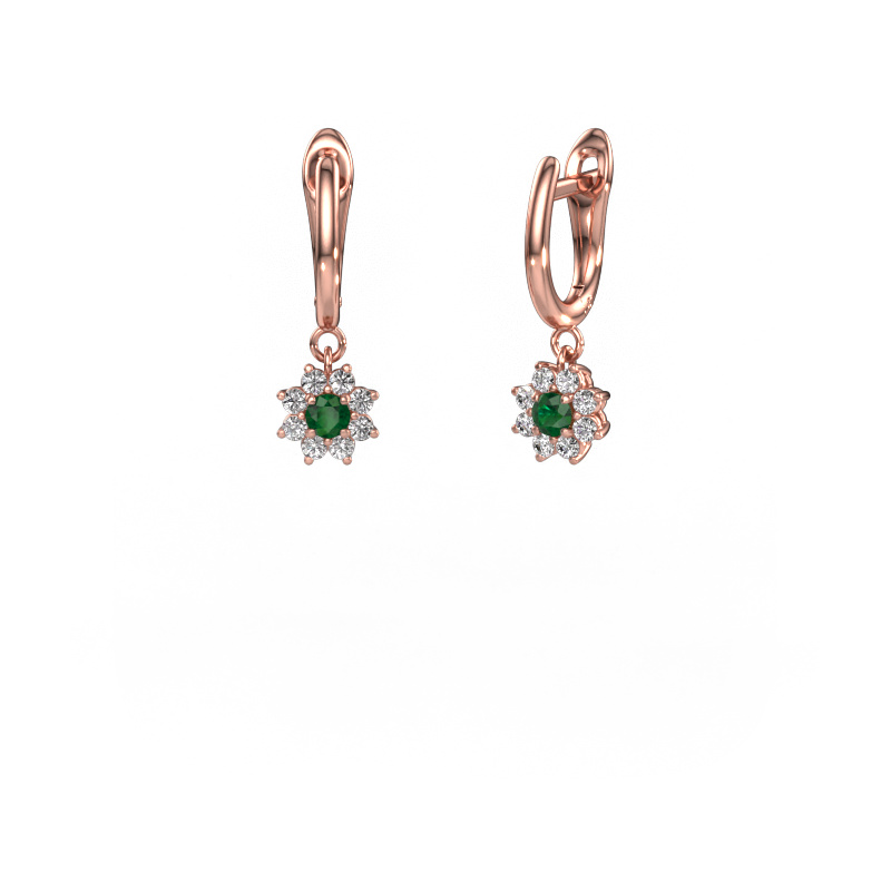 Image de Pendants d'oreilles Camille 1 585 or rose Emeraude 3 mm