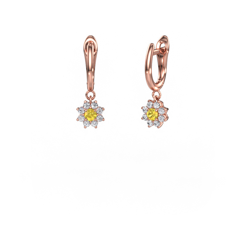 Image de Pendants d'oreilles Camille 1 585 or rose Saphir jaune 3 mm