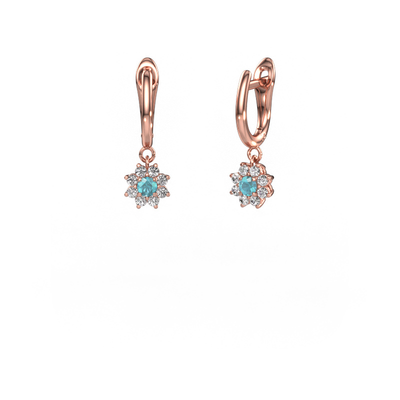 Image of Drop earrings Camille 1 585 rose gold Blue topaz 3 mm