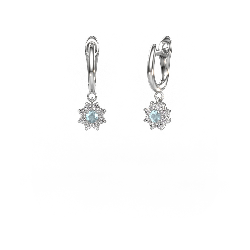 Image of Drop earrings Camille 1 950 platinum Aquamarine 3 mm