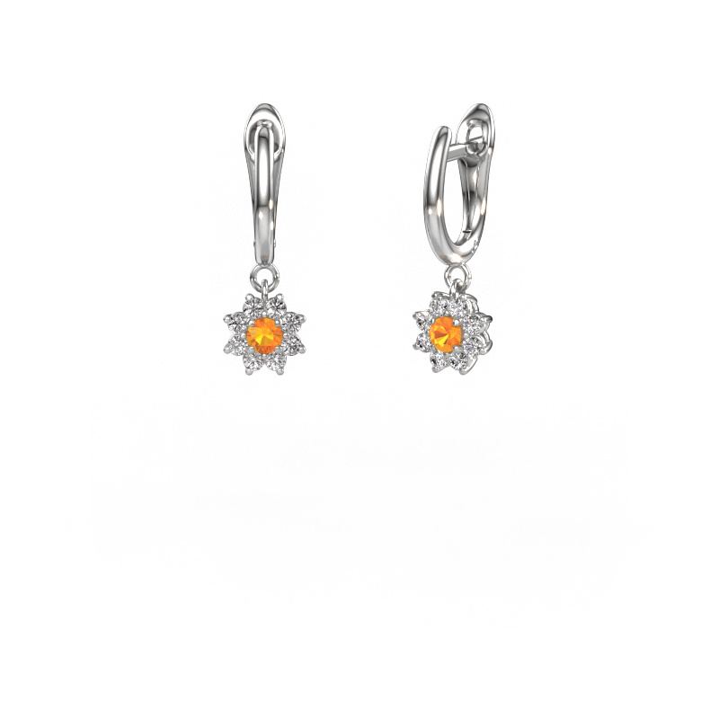Image of Drop earrings Camille 1 950 platinum Citrin 3 mm