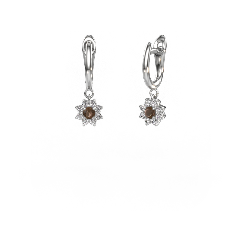 Image of Drop earrings Camille 1 585 white gold Smokey quartz 3 mm
