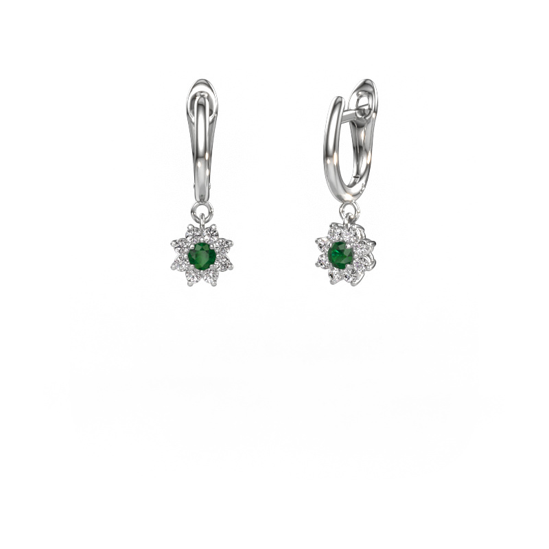 Image of Drop earrings Camille 1 950 platinum Emerald 3 mm
