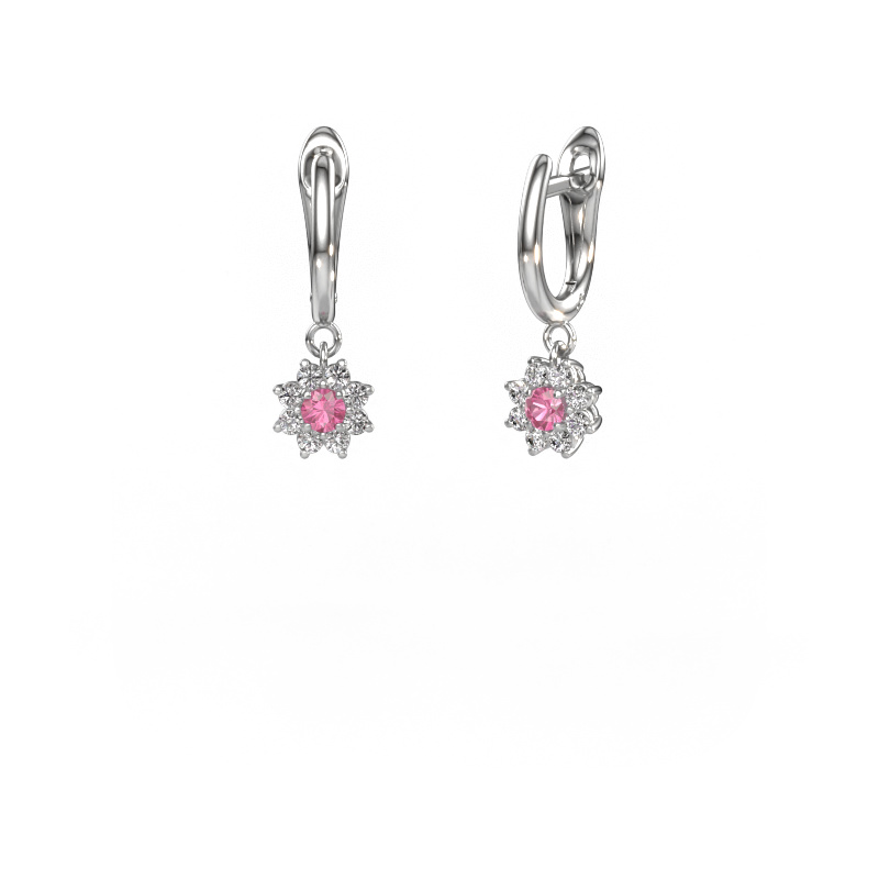 Image of Drop earrings Camille 1 585 white gold Pink sapphire 3 mm