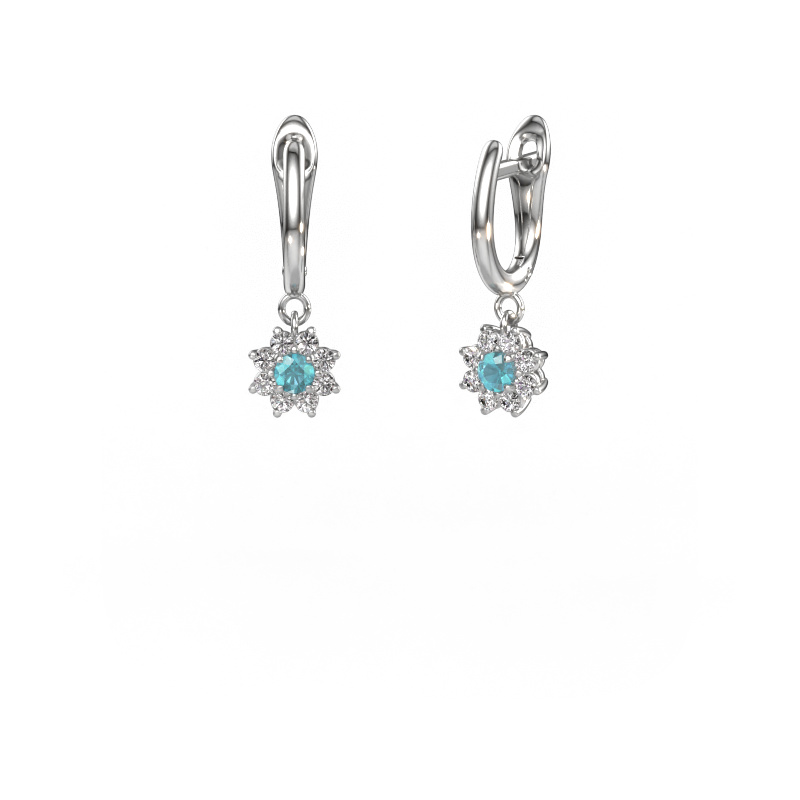 Image of Drop earrings Camille 1 950 platinum Blue topaz 3 mm