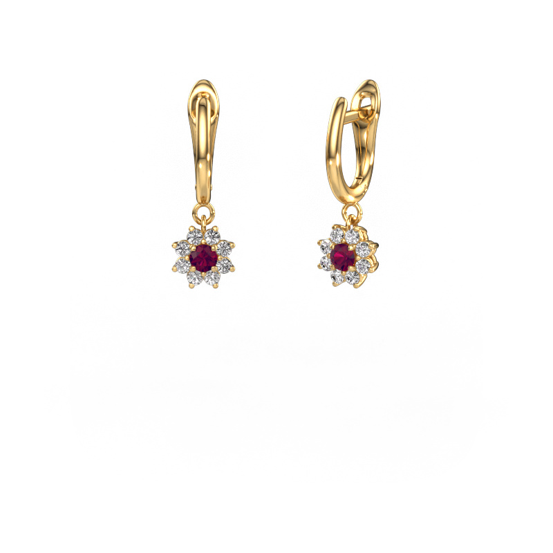 Image of Drop earrings Camille 1 585 gold Rhodolite 3 mm