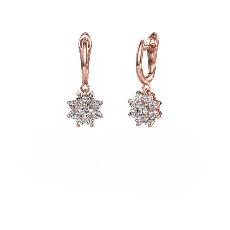 Image of Drop earrings Camille 1 585 rose gold Diamond 1.38 crt