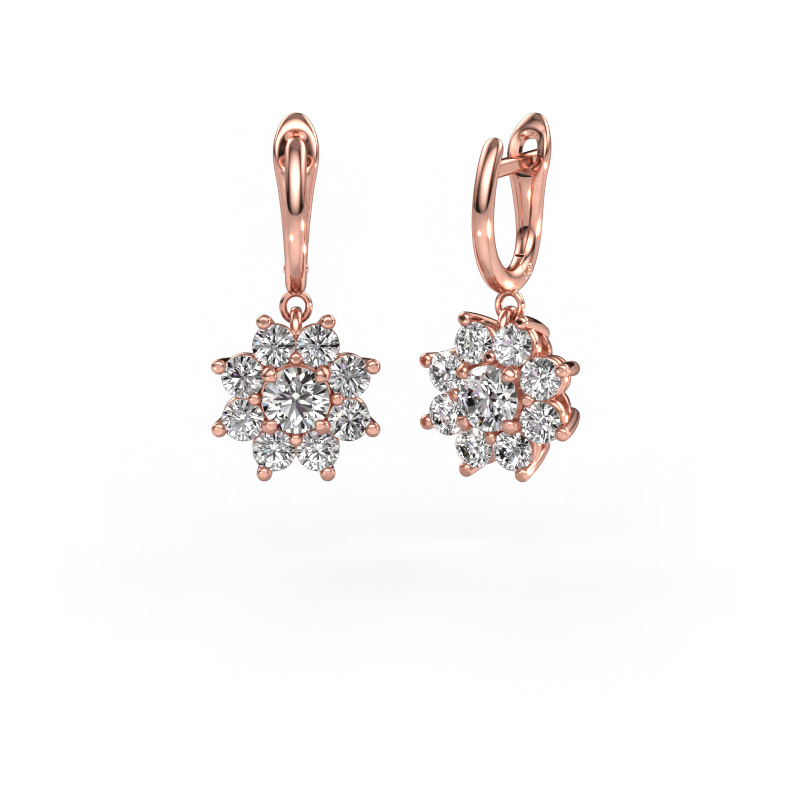Image of Drop earrings Camille 1 585 rose gold Diamond 2.92 crt