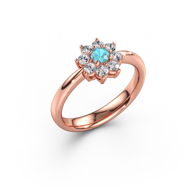 Immagine di Anello di fidanzamento Camille 1 585 oro rosa Topazio blu 3.4 mm