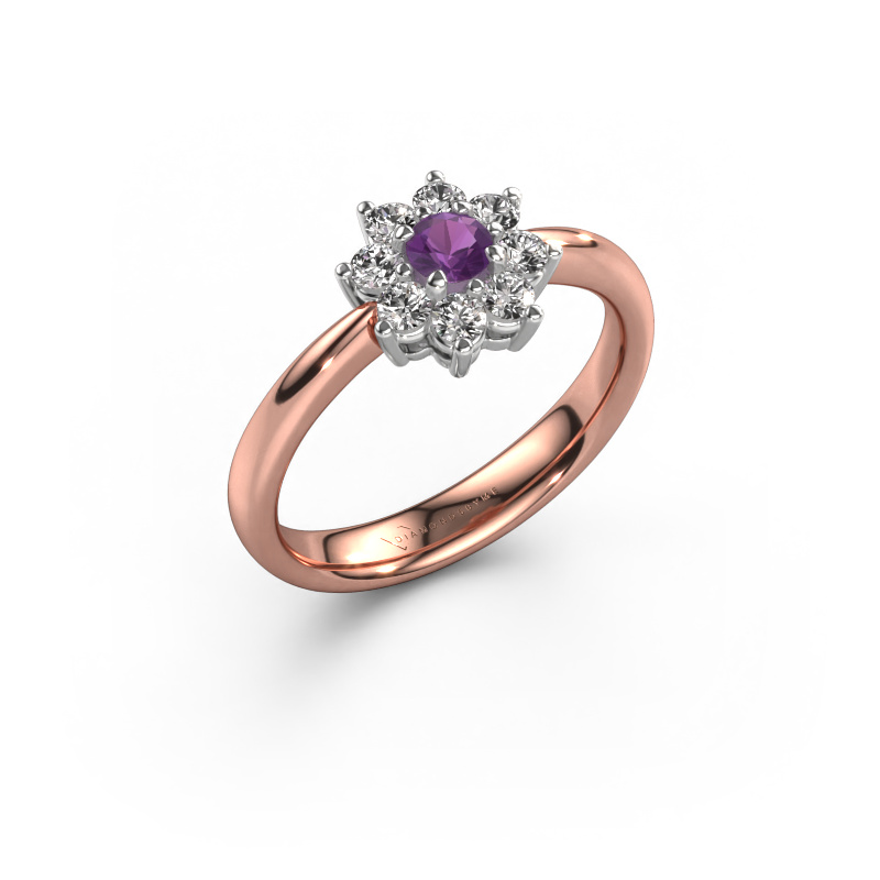 Image of Engagement ring Camille 1 585 rose gold Amethyst 3.4 mm