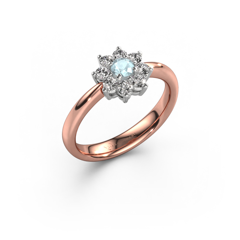Bild von Verlobungsring Camille 1 585 Roségold Aquamarin 3.4 mm