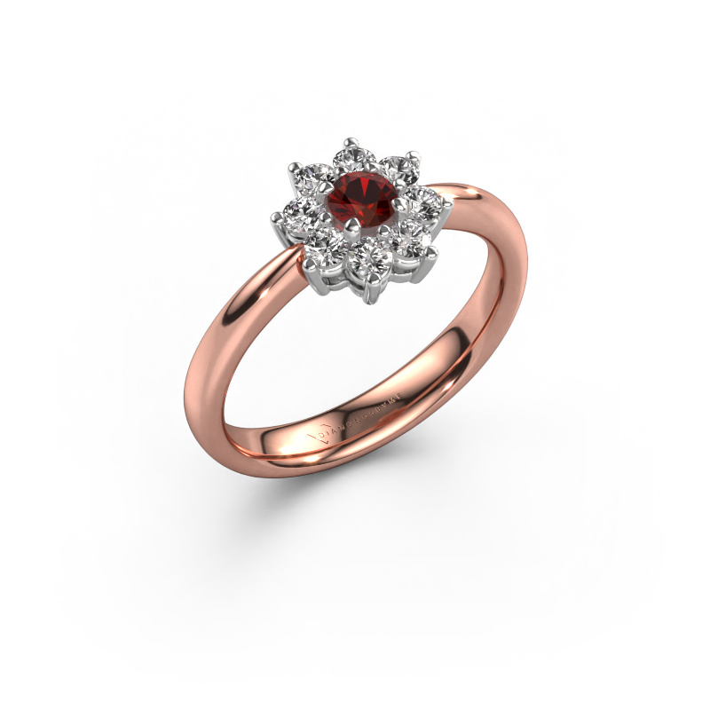 Image of Engagement ring Camille 1 585 rose gold Garnet 3.4 mm
