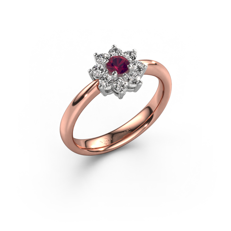 Image of Engagement ring Camille 1 585 rose gold Rhodolite 3.4 mm