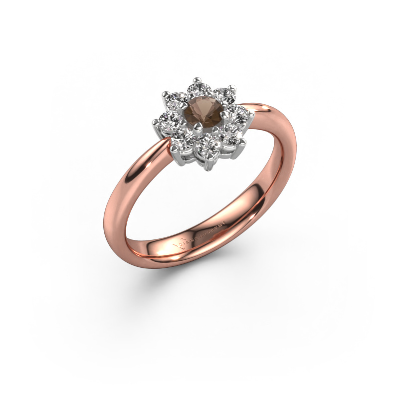 Image of Engagement ring Camille 1 585 rose gold Smokey quartz 3.4 mm