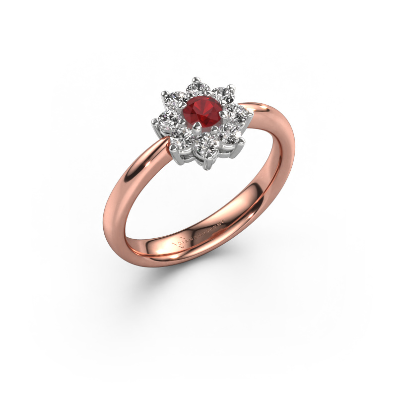 Image of Engagement ring Camille 1 585 rose gold Ruby 3.4 mm