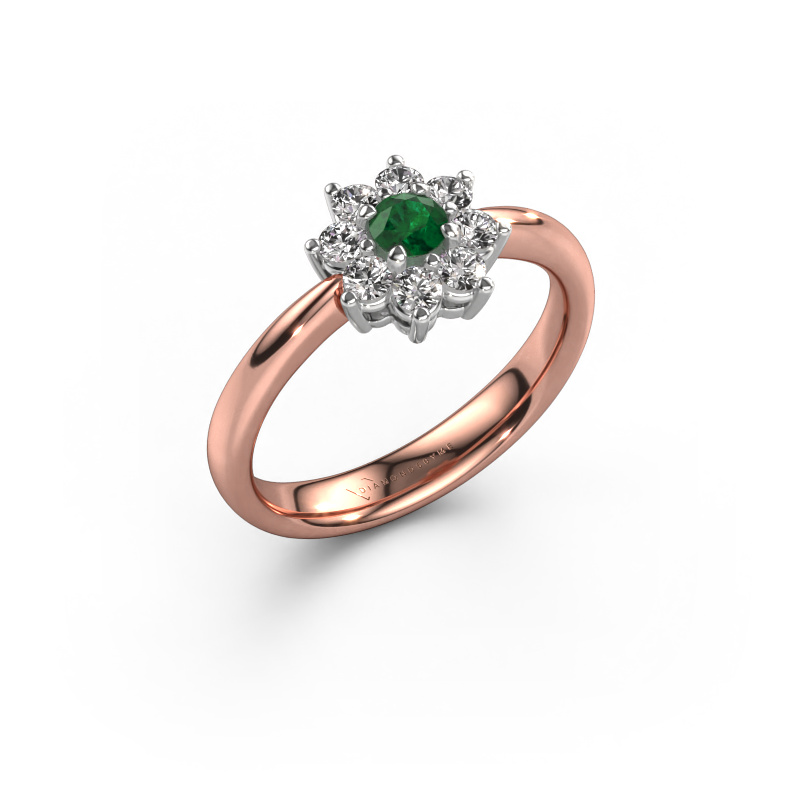 Image of Engagement ring Camille 1 585 rose gold Emerald 3.4 mm