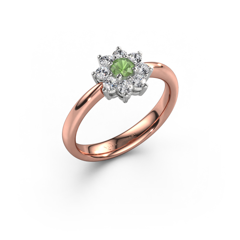 Bild von Verlobungsring Camille 1 585 Roségold Turmalin grün 3.4 mm