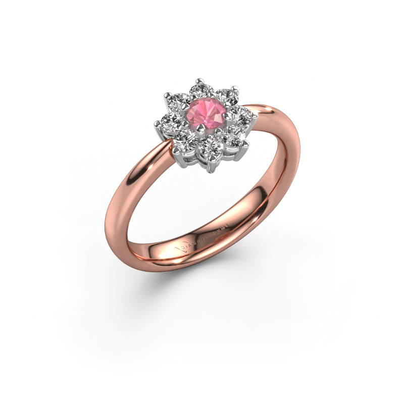 Image of Engagement ring Camille 1 585 rose gold Tourmaline pink 3.4 mm