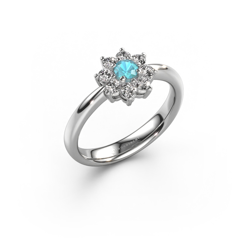Image of Engagement ring Camille 1 950 platinum Blue topaz 3.4 mm