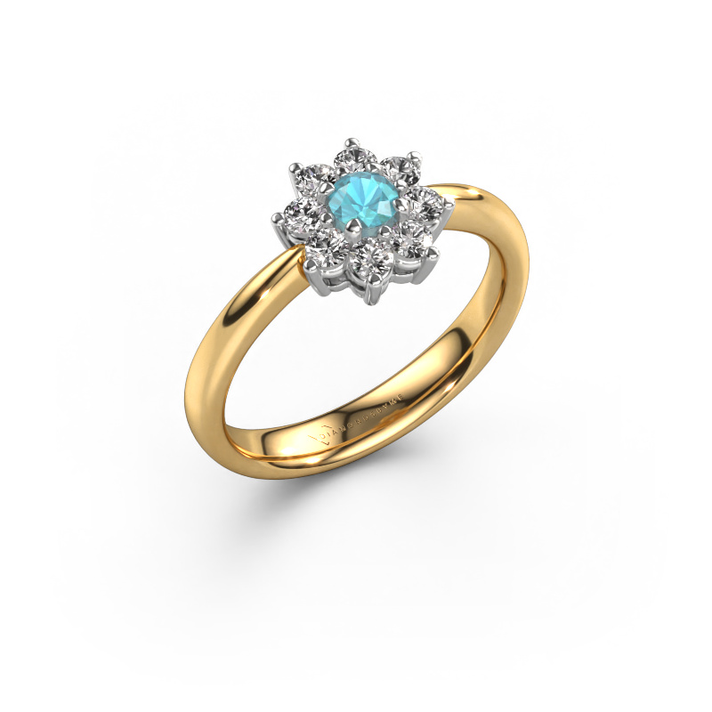 Image of Engagement ring Camille 1 585 gold Blue topaz 3.4 mm