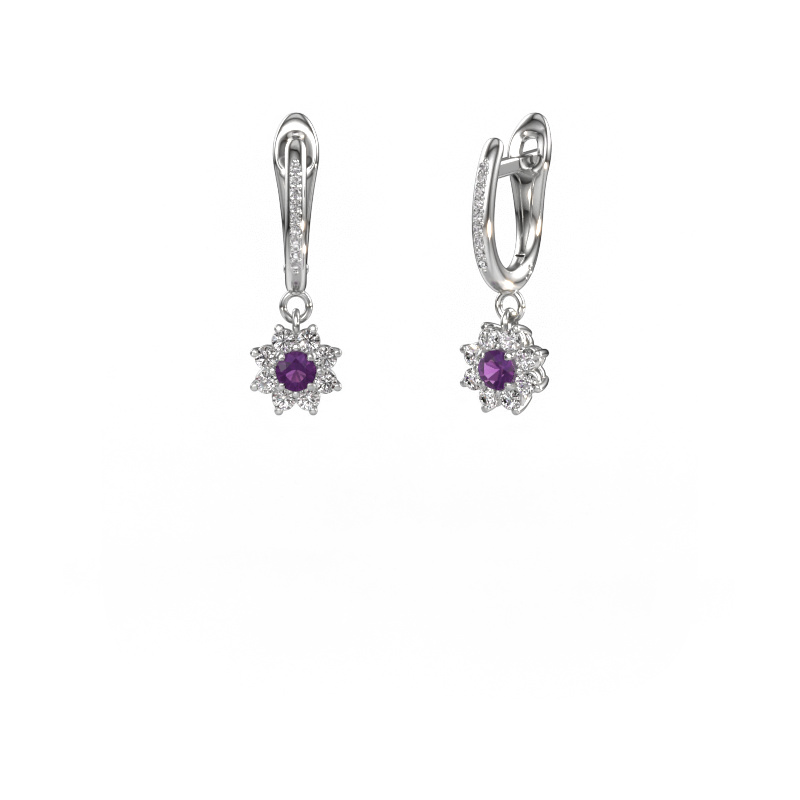 Image of Drop earrings Camille 2 950 platinum Amethyst 3 mm