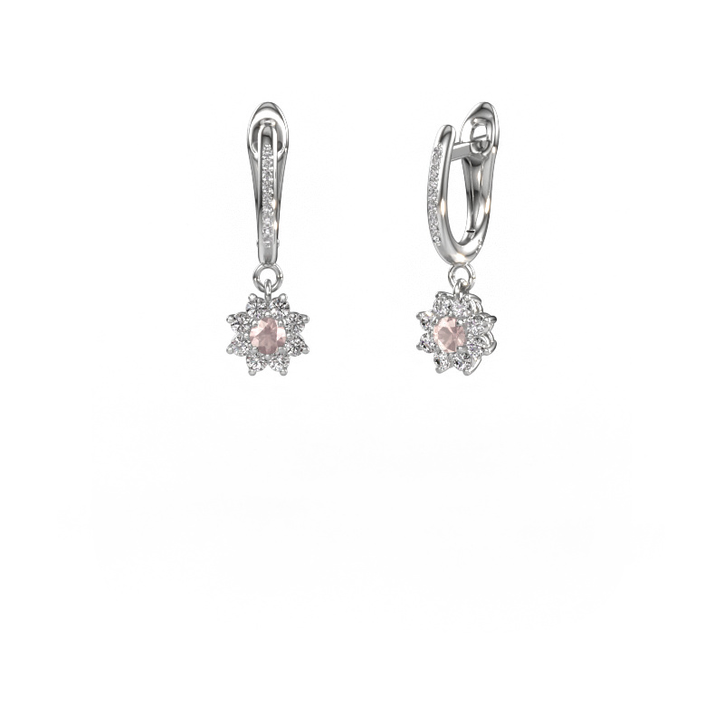 Image of Drop earrings Camille 2 950 platinum Morganite champagne 3 mm