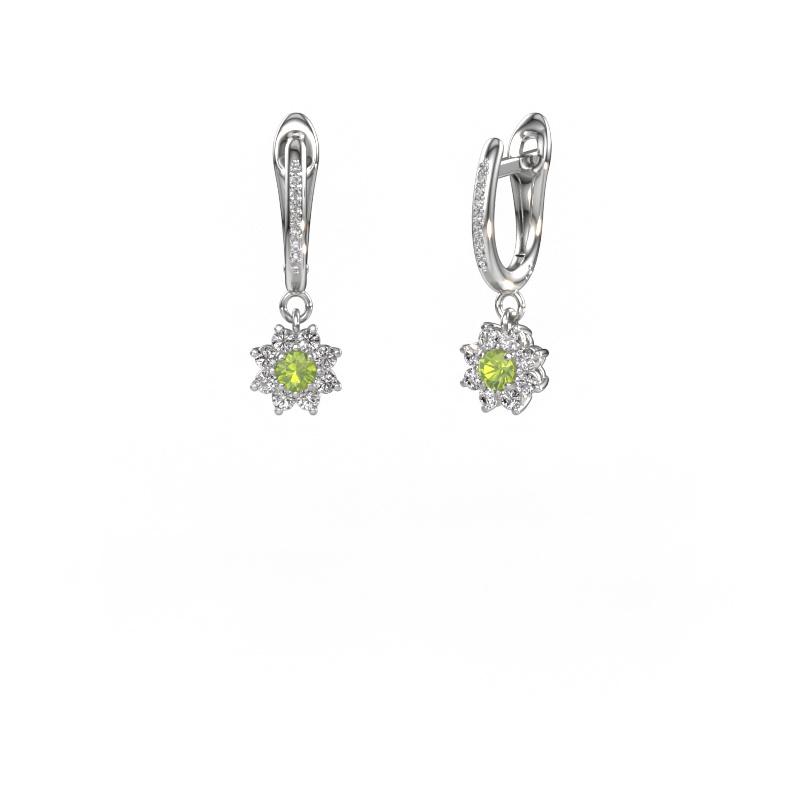 Image of Drop earrings Camille 2 585 white gold Peridot 3 mm