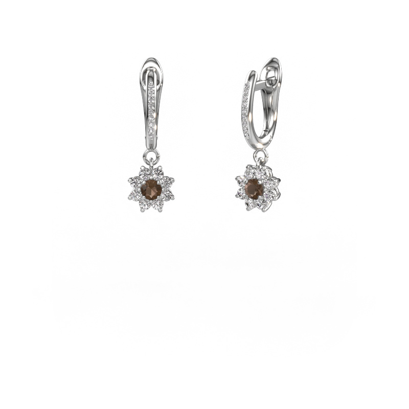 Image de Pendants d'oreilles Camille 2 585 or blanc Quartz fumé 3 mm