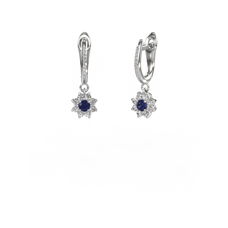 Image of Drop earrings Camille 2 585 white gold Sapphire 3 mm