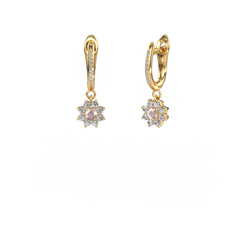Image of Drop earrings Camille 2 585 gold Morganite champagne 3 mm