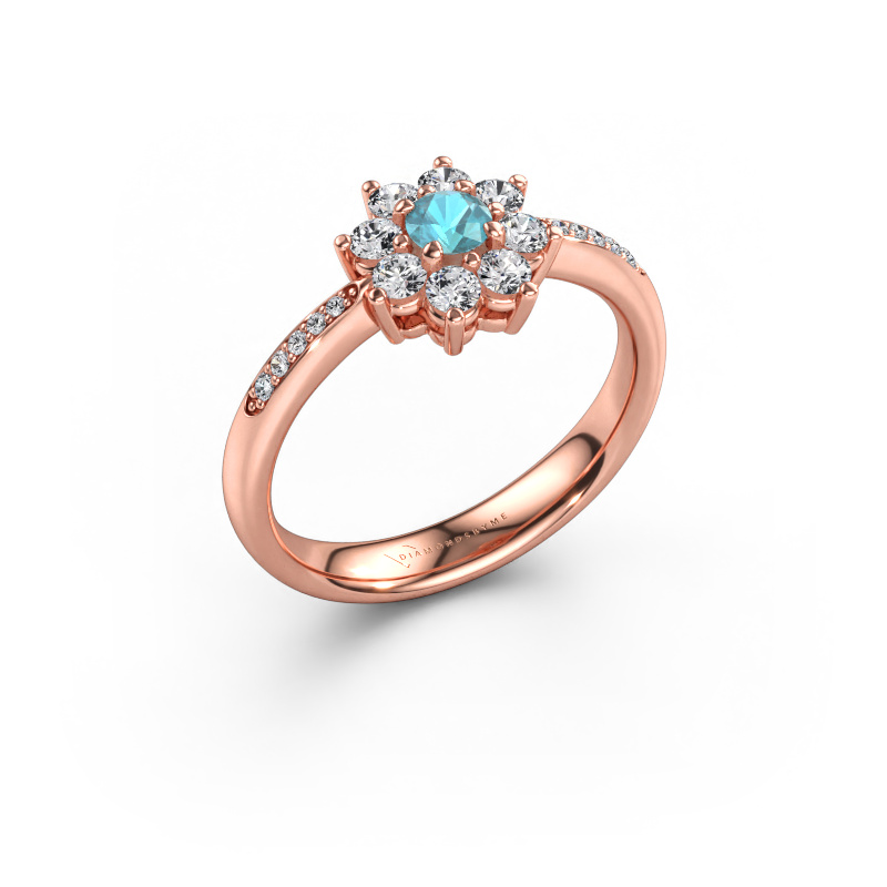 Immagine di Anello di fidanzamento Camille 2 585 oro rosa Topazio blu 3.4 mm