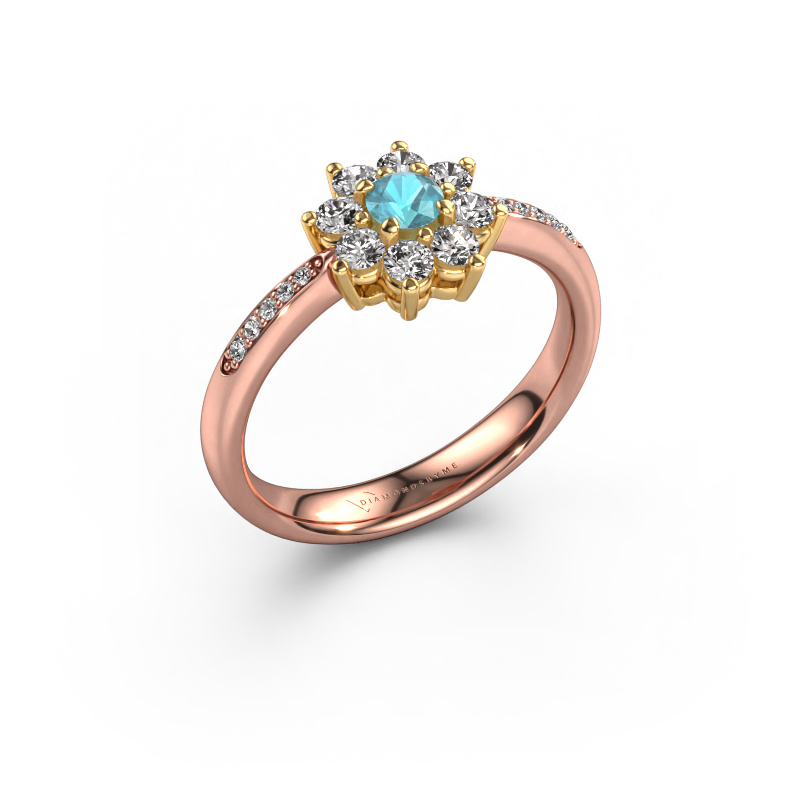 Image de Bague de fiançailles Camille 2 585 or rose Topaze bleue 3.4 mm