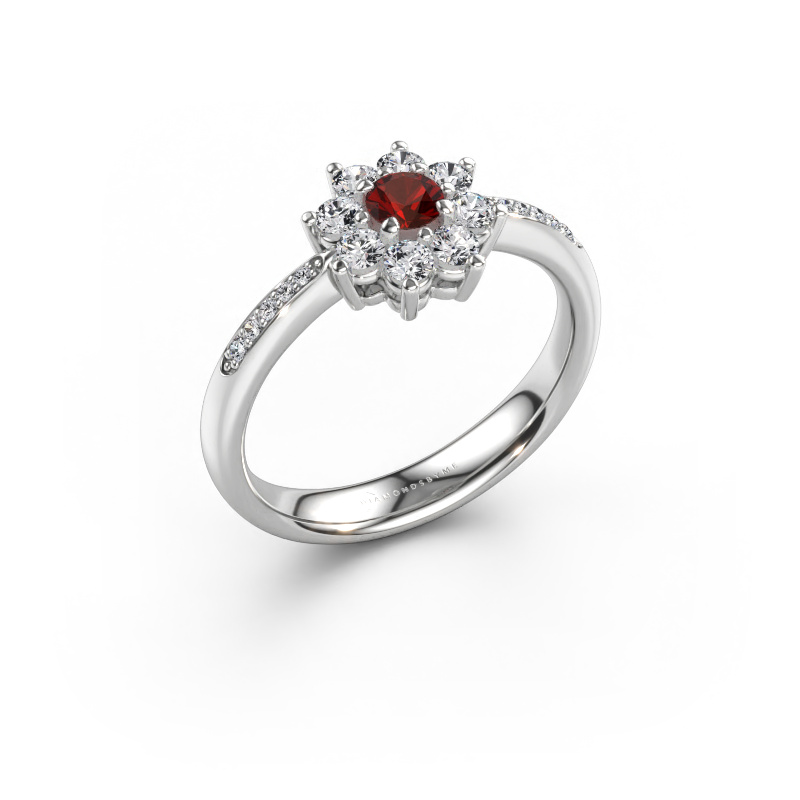 Image of Engagement ring Camille 2 585 white gold Garnet 3.4 mm