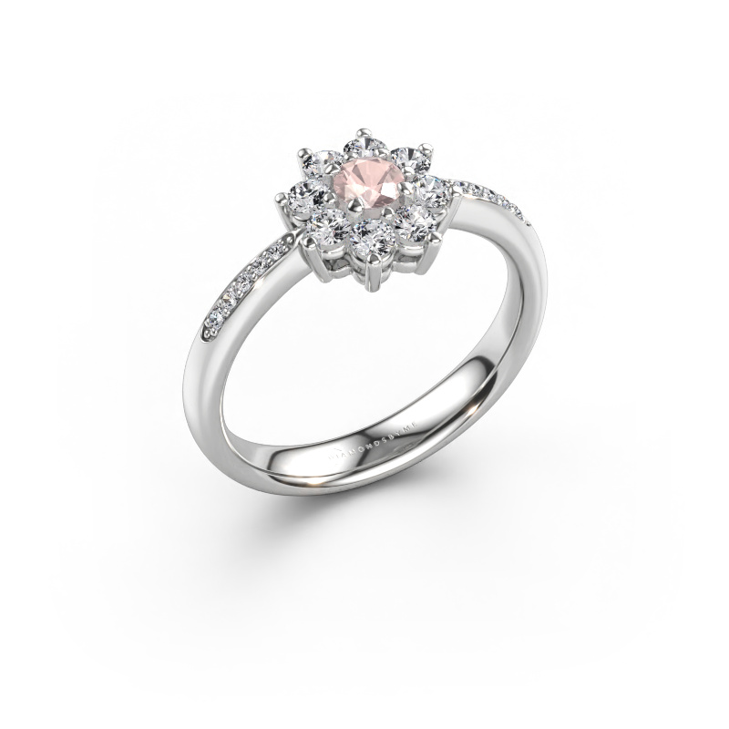 Immagine di Anello di fidanzamento Camille 2 585 oro bianco Morganite champagne 3.4 mm