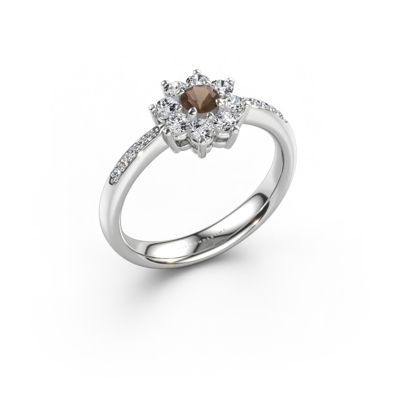 Immagine di Anello di fidanzamento Camille 2 585 oro bianco Quarzo fumé 3.4 mm
