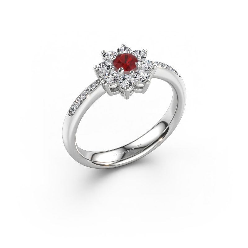 Immagine di Anello di fidanzamento Camille 2 585 oro bianco Rubino 3.4 mm
