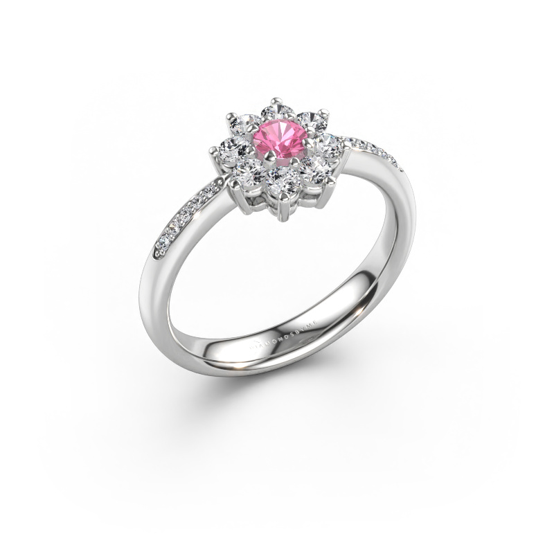 Immagine di Anello di fidanzamento Camille 2 585 oro bianco Zaffiro rosa 3.4 mm