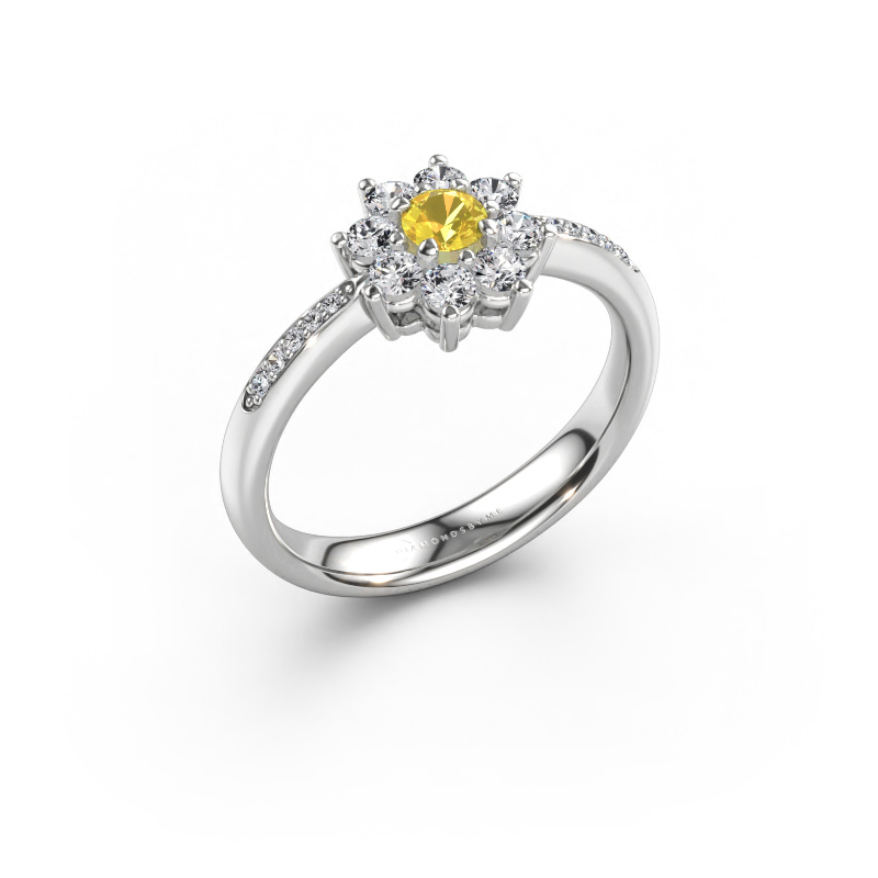 Bild av Förlovningsring Camille 2 585 vitt guld Gul safir 3.4 mm