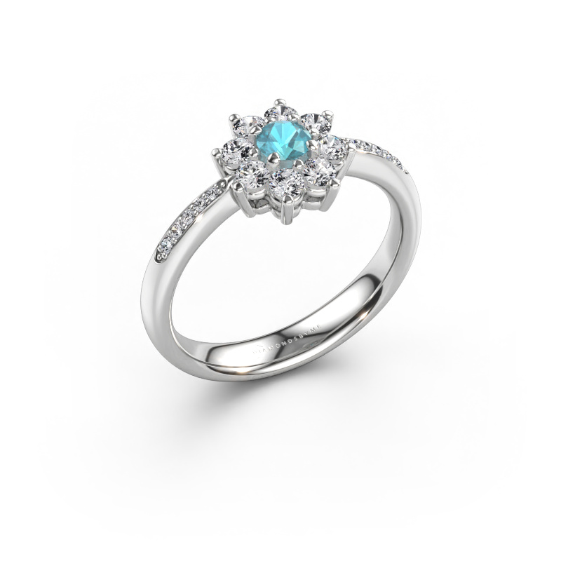 Immagine di Anello di fidanzamento Camille 2 585 oro bianco Topazio blu 3.4 mm