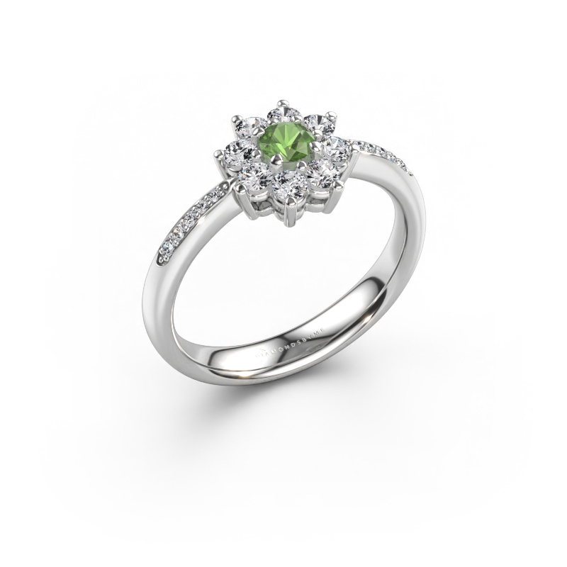Immagine di Anello di fidanzamento Camille 2 585 oro bianco Tormalina verde 3.4 mm
