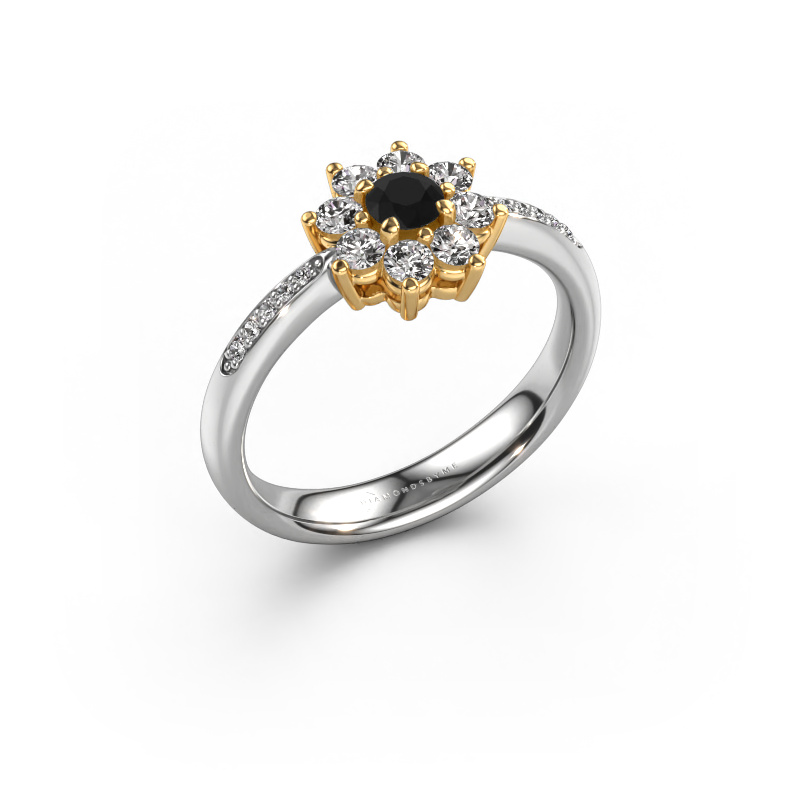 Image of Engagement ring Camille 2 585 white gold Black diamond 0.565 crt