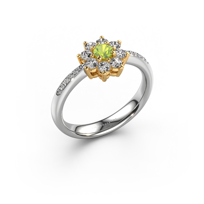 Image of Engagement ring Camille 2 585 white gold Peridot 3.4 mm
