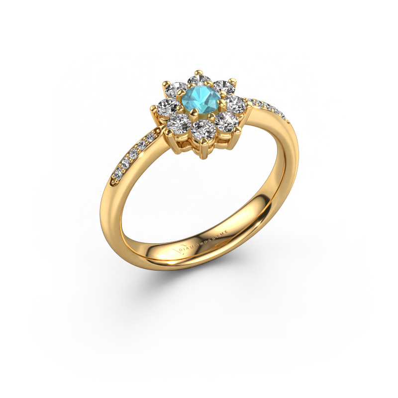 Bild von Verlobungsring Camille 2 585 Gold Blau Topas 3.4 mm