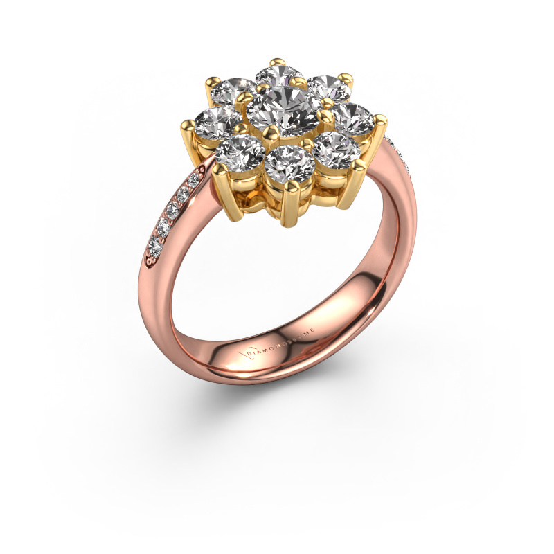 Image of Engagement ring Camille 2 585 rose gold Diamond 1.498 crt