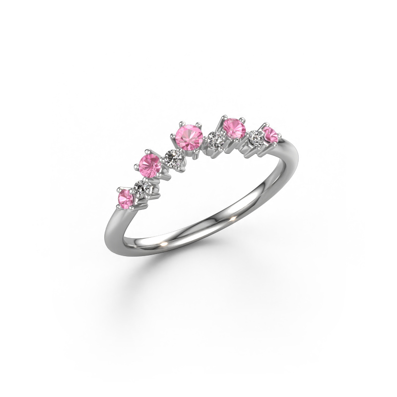 Image of Stackable ring Carly A 585 white gold Pink sapphire 2.5 mm