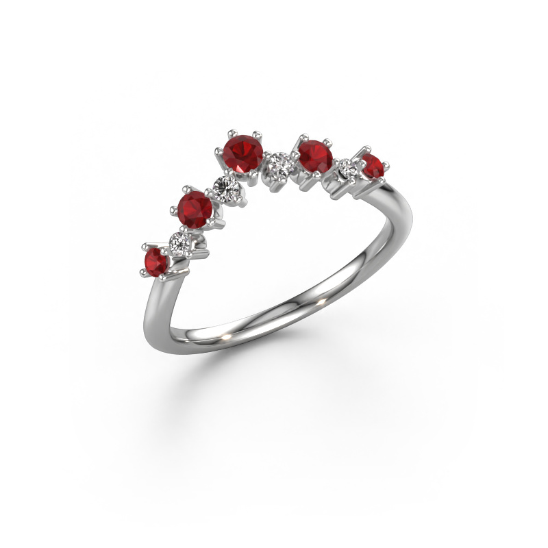 Image of Stackable ring Carly B 585 white gold Ruby 2.7 mm