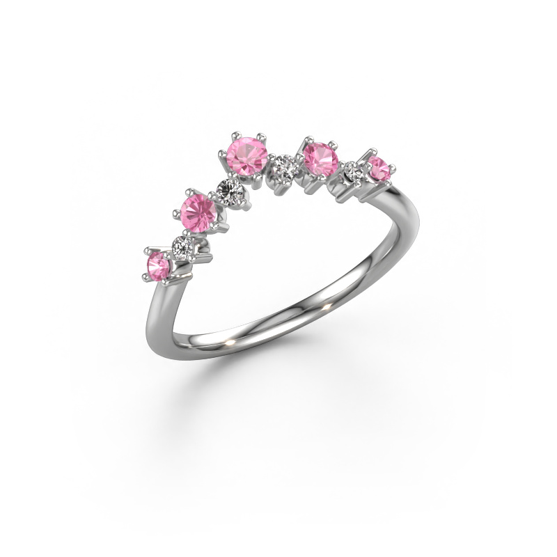Image of Stackable ring Carly B 585 white gold Pink sapphire 2.7 mm