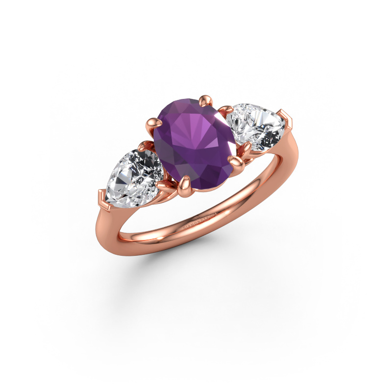 Bild av Förlovningsring Carma OVL 585 roséguld Ametist 9x7 mm