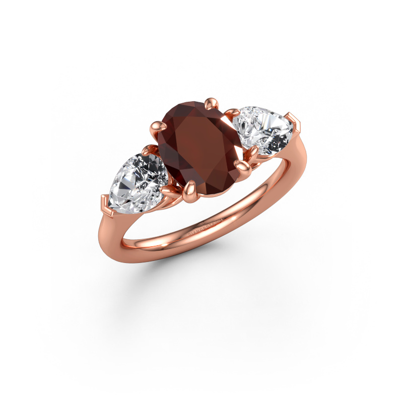 Immagine di Anello di fidanzamento Carma OVL 585 oro rosa Granato 9x7 mm