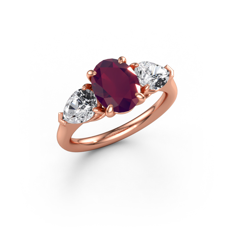 Immagine di Anello di fidanzamento Carma OVL 585 oro rosa Rodolite 9x7 mm
